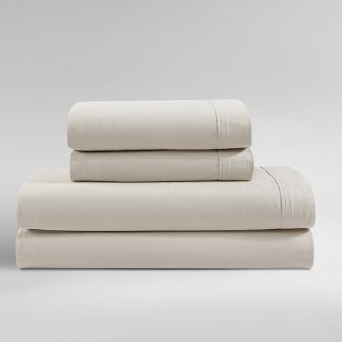 Calvin Klein - King Bed Sheets, Relaxed Garment Washed Cotton Percale Bedding Set with Matching...
