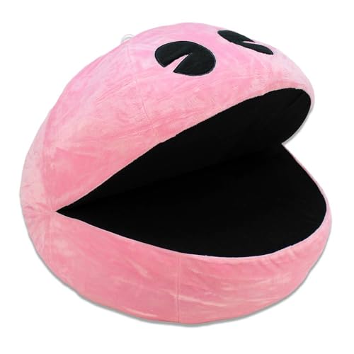 BEMIRO Peluche Pacman rosa &ndash; aprox. 60 cm &ndash; Original &ndash; Retro &ndash; Mullido suave