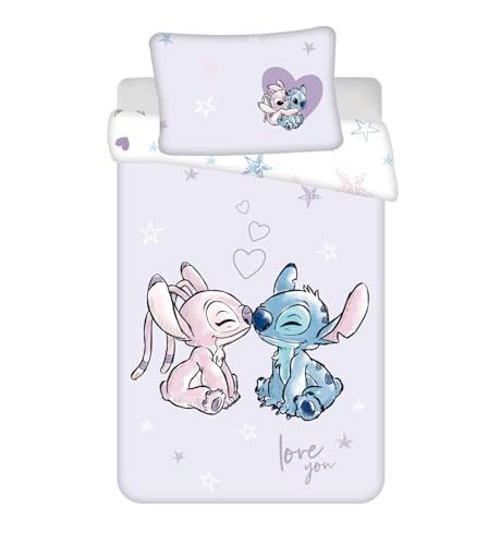 Jerry Fabrics Lilo und Stitch - Juego de ropa de cama reversible (100 x 135 cm), color lila