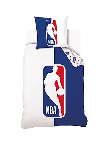 NBA - Funda nórdica con logotipo de 140 x 200 cm y 1 funda de almohada de 63 x 63 cm, 100%...