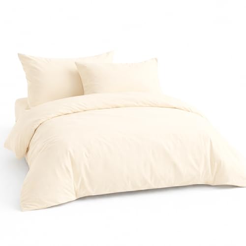 LivinEase Juego de funda n&oacute;rdica de microfibra cepillada de 255 x 200 cm, 100 g/m&sup2;, color crema,...