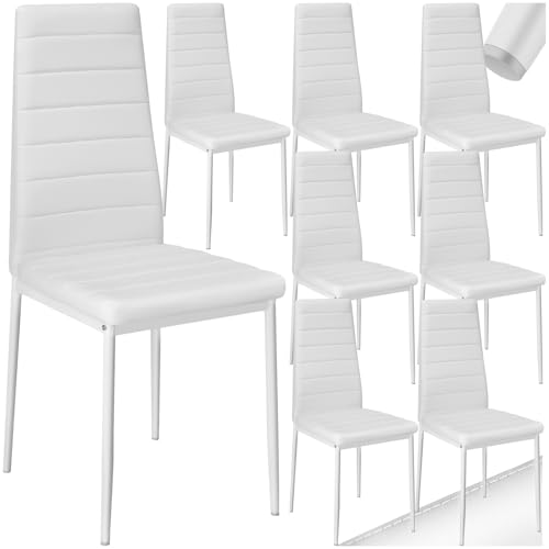 tectake&reg; sillas de Comedor Acolchadas, Funda de Cuero sint&eacute;tico, Respaldo Alto, Patas de Acero,...