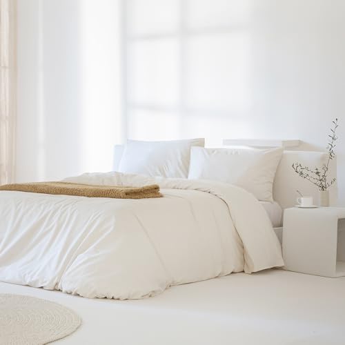 COTTON ARTean Funda Edred&oacute;n N&oacute;rdico Cama 150 Percal Algod&oacute;n 200 Hilos Noa Beige 3 Piezas 240x220...