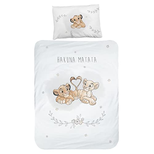 MTOnlinehandel El Rey Le&oacute;n - Ropa de Cama para beb&eacute; (Franela, 1 Funda de Almohada de 40 x 60 cm y...