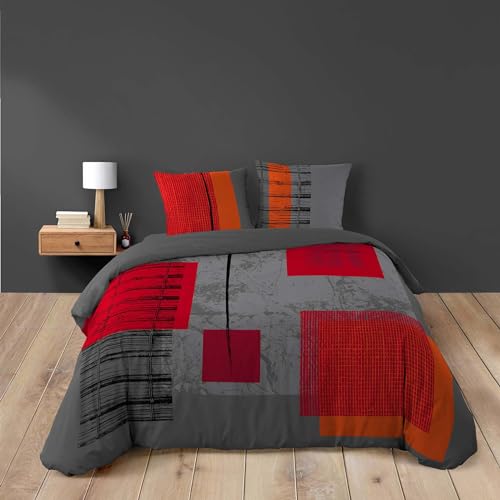 Douceur D'Intérieur 1640987, Juego de cama para 2 personas - Funda nórdica + 2 fundas de almohada...