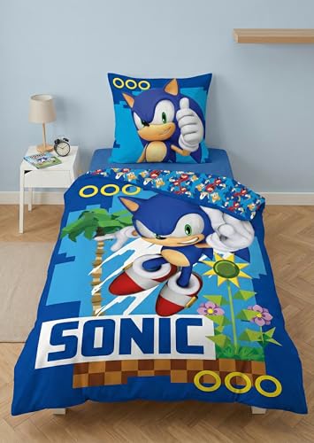 Aymax Sonic Set de ropa de cama individual, funda n&oacute;rdica 135 x 200 cm + funda de almohada 80 x 80...