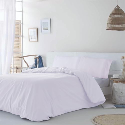 DHESTIA HOME - Juego Funda Nordica con Fundas Almohada de Microfibra Tacto Melocotón - Color Lila,...