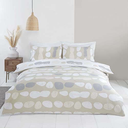 Rapport Home Truro Mircrofibre - Juego de Funda n&oacute;rdica Reversible para Cama Doble, Color Crema