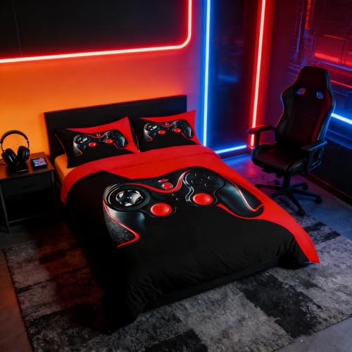 Loussiesd Juego de funda de edred&oacute;n para ni&ntilde;os y ni&ntilde;as, dise&ntilde;o de videojuegos, decoraci&oacute;n de...
