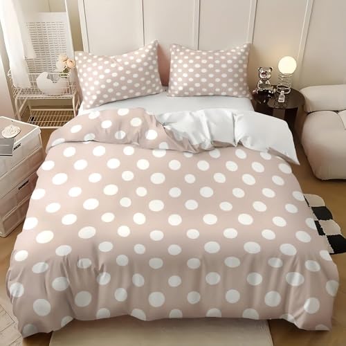 Juego De Ropa De Cama 90 cm Lunares Blancos Sencillos Funda De Edred&oacute;n Microfibra Suave Rosa...