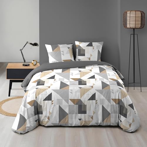 Douceur d'Intérieur Trigone - Juego de Cama de 3 Piezas (240 x 220 cm), Microfibra Estampada