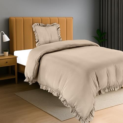 Utopia Bedding Funda Nordica Cama (Beige, Cama 90-135x200cm + 1 x Funda Almohada 80x80cm)