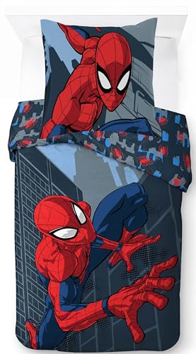 Jay Franco Marvel Spiderman - Juego de ropa de cama infantil supersuave con funda de almohada, funda...