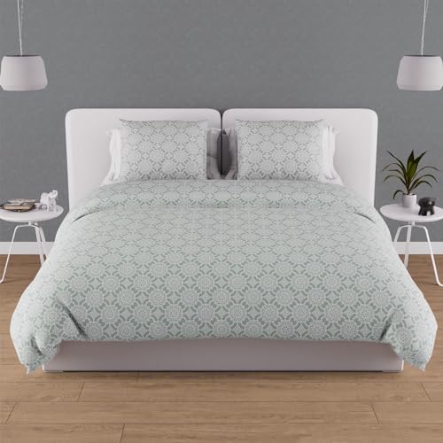 Soleil d'ocre ESMERALDA Set funda n&oacute;rdica de algod&oacute;n 57 hilos, Verde, 220 x 240 cm