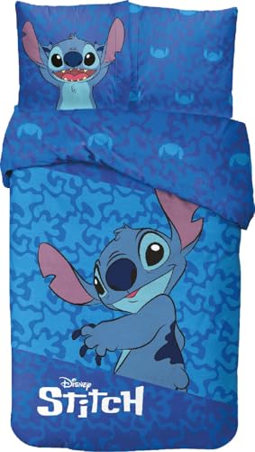 Juego de cama Stitch de algodón, funda nórdica reversible, 140 x 200 cm, funda de almohada de 63 x...