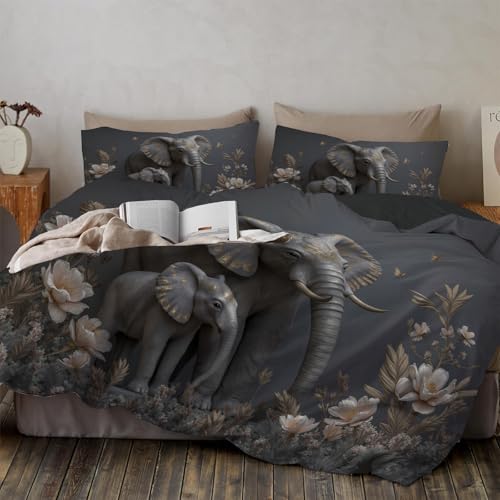 Funda Nordica Cama 180/200 Madre Elefante Y Cr&iacute;a, Funda N&oacute;rdica Sencillo Flores Mariposas, Ropa...