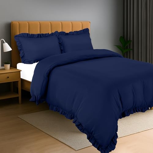 Utopia Bedding Funda Nordica Cama (Azul Marino, Cama 105-200x200cm + 2 x Fundas Almohada 50x75cm)