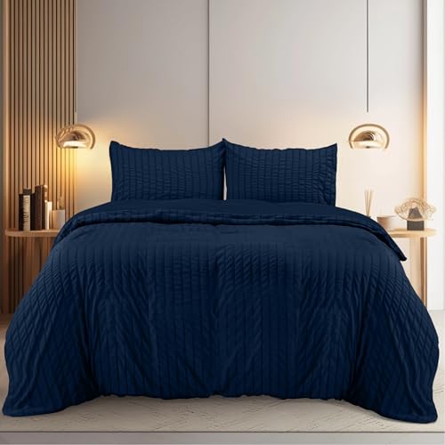 Utopia Bedding Seersucker Funda Nordica Cama 105 - Juego de Funda Nórdica de Microfibra Seersucker...