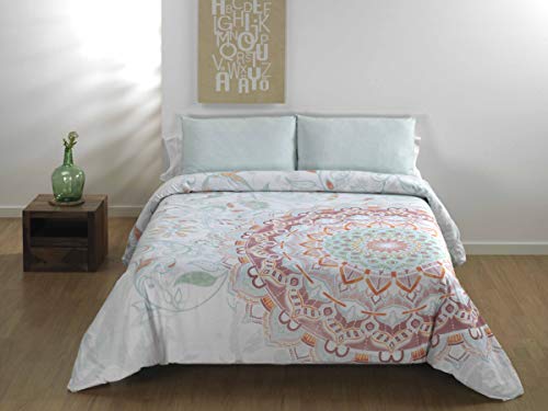 Dhestia - Juego Funda N&oacute;rdica Mandala Reversible de Algod&oacute;n/Poli&eacute;ster Lecco Design (Cama 90/105)