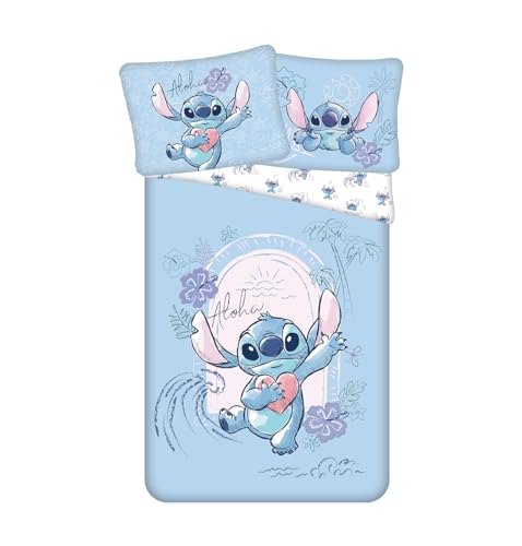 Lilo & Stitch Wave - Juego de funda de edredón y funda de almohada 100% algodón, suave y...