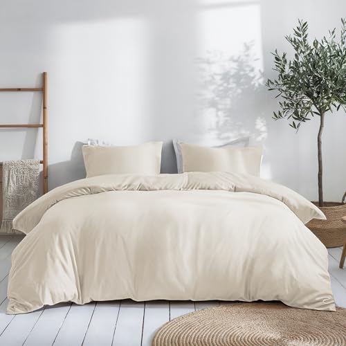 Dreamzie Funda Nordica Algodon Satinado 200x200 cm - Beige - Ropa de Cama, Funda Edredon 200x200 cm...