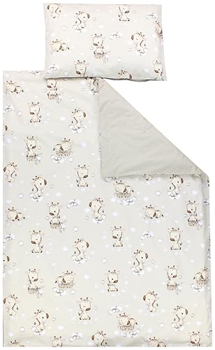 TupTam Juego de Ropa de Cama para Ni&ntilde;os, de 2 Piezas., Jirafa Lunares Beige, 120x90 cm