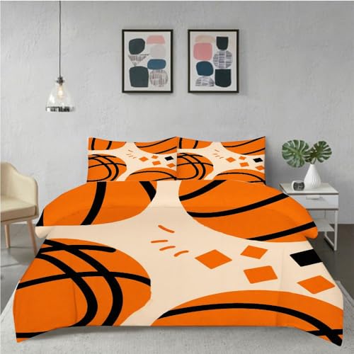 Vorezytaz Funda N&oacute;Rdica 3D 200x200 cm, Motivo Baloncesto, Set de 3 Piezas con 1 Funda N&oacute;Rdica XXL...