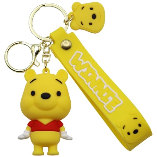 AUTOZOCO Llavero de Winnie The Pooh, Figura de Pooh, 6.5 cm, Silicona Amarilla
