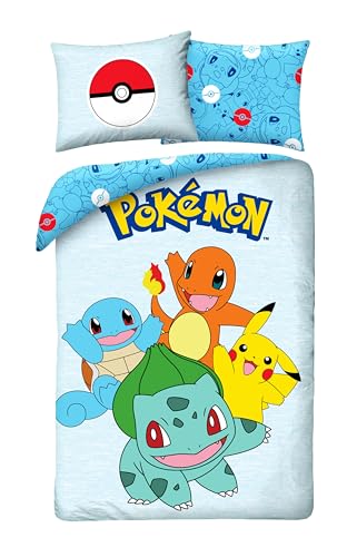 POKEMON PIKACHU Bulbasaur Charizard Squirtle - Juego de Ropa de Cama Funda N&oacute;rdica 140x200 + Funda...