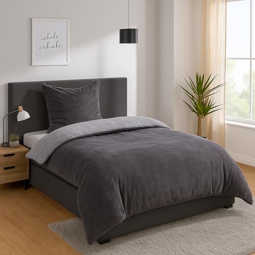 heimtexland Juego de ropa de cama reversible de franela de peluche, funda n&oacute;rdica de invierno,...