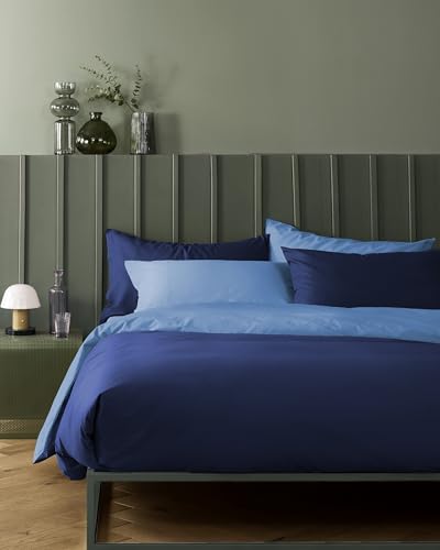 Bassetti Juego de Funda n&oacute;rdica de una Plaza y Media, Pop Color Double, 100% algod&oacute;n, Ultramar,...