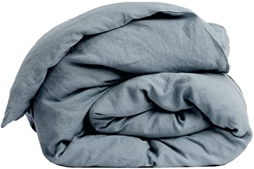 My Linen Home Funda N&oacute;rdica de Lino 100% Lavado a la Piedra Gris Azulado, Edred&oacute;n King Size...