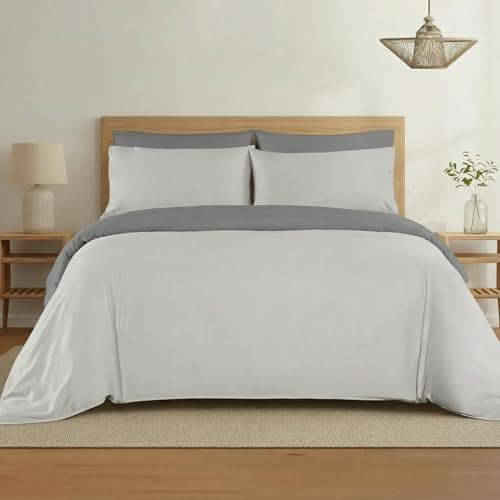 H HANSEL HOME Funda N&oacute;rdica Bicolor Cama 180 &ndash; 4 Piezas &ndash; 100% Microfibra Suave y Transpirable...