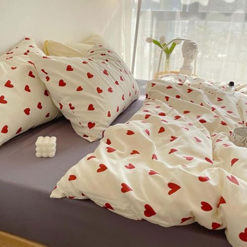 Juego de cama con forma de coraz&oacute;n,Juego de cama con forma de coraz&oacute;n rojo | S&aacute;bana Rom&aacute;ntica -...