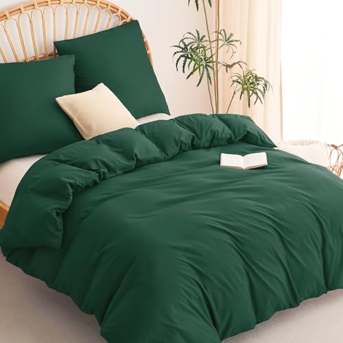 WAVVE Funda N&oacute;rdica 200x200 cm 1pc con Funda Almohada 80x80 cm 2pcs, Verde Esmeralda
