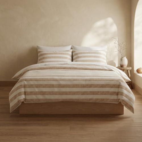 Juego Funda n&oacute;rdica Cama 135/140 100% algod&oacute;n - 2 Fundas Almohada 45x75 cm, Estampado l&iacute;neas...