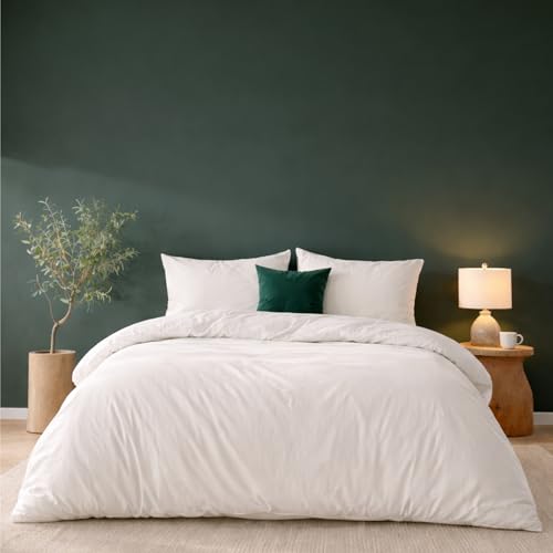 Twinzen Funda Nordica 240x260 cm Blanco, con 2 Fundas de Almohada de 50x80 cm - Fundas Nordicas...