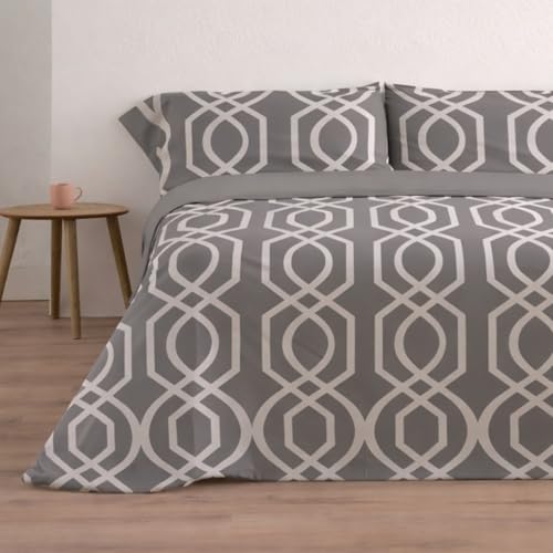 Donegal Collections - Juego de S&aacute;banas 160x190 Lian Gris - S&aacute;banas Cama 160-4 Piezas S&aacute;bana...