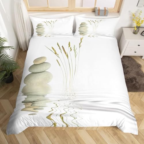 Funda Nordica Cama 180 Zen 3D Microfibra Suave Ropa de Cama Naturaleza Tranquila 3 Pezzi Include 1...