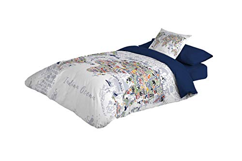 Montse Interiors, S.L. Funda n&oacute;rdica Estampada Digital (MAPAMUNDI, para Cama de 90x190/200...
