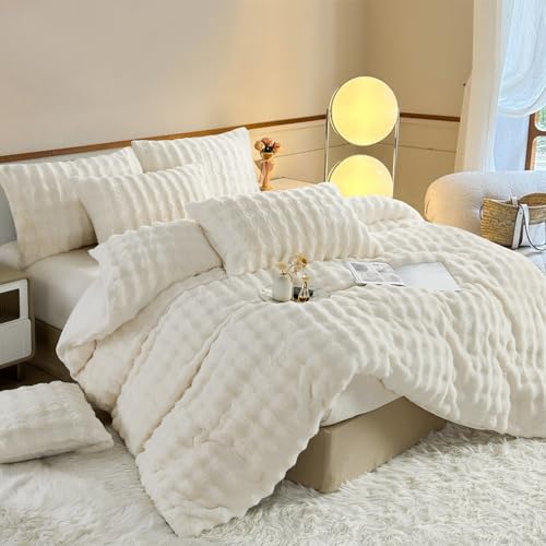 YASMENG - Funda n&oacute;rdica de franela de 220 x 240 cm, dise&ntilde;o de felpa de imitaci&oacute;n de piel de...