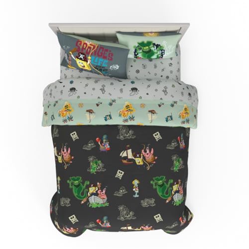 The Spongebob Movie: The Search for Squarepants - Juego de ropa de cama matrimonial de 7 piezas para...