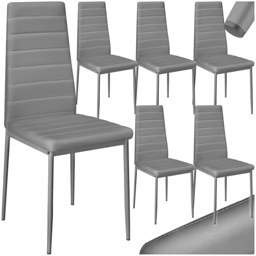 tectake&reg; sillas de Comedor Acolchadas, Funda de Cuero sint&eacute;tico, Respaldo Alto, Patas de Acero,...