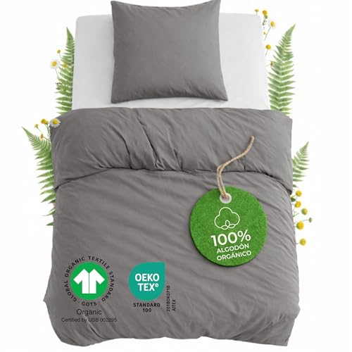 Dreamzie Funda Nordica Cama 90 Algodon Organico - Funda Nordica 140x200cm, Funda de Almohada 65x65cm...