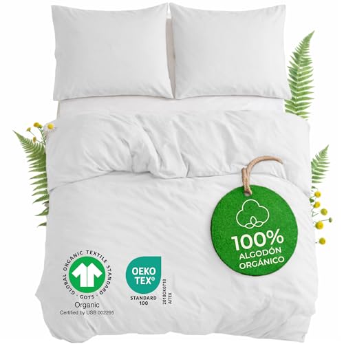 Dreamzie Funda Nordica Cama 135 Algodon Organico - Funda Nordica 155x220cm, Fundas de Almohada...