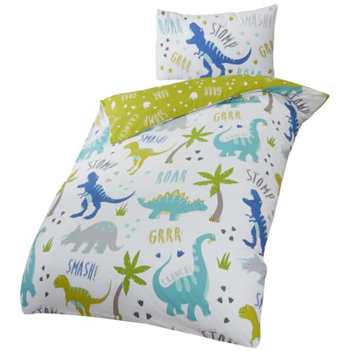Rapport Roarsome Dinosaurio - Juego de Funda de edred&oacute;n Reversible, Individual, Kidz