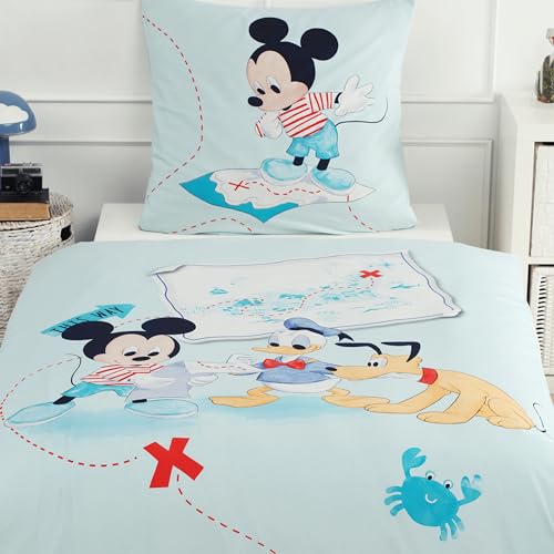 MTOnlinehandel Ropa de cama infantil de 135 x 200 cm, dise&ntilde;o de Mickey Mouse, Plut&oacute;n y Donald Duck...