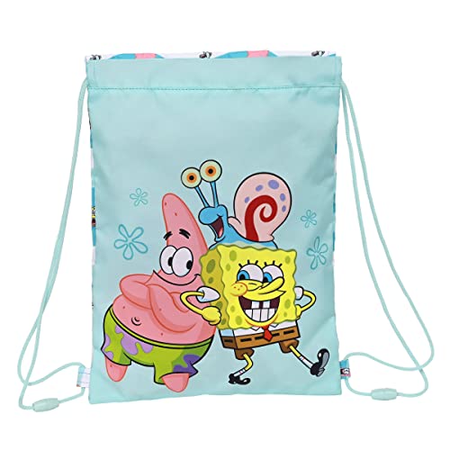 safta-612291855 Saco Plano Junior Bob Esponja Stay Positive 26X34X1Cm, Multicolor, 26x1x34 cm...