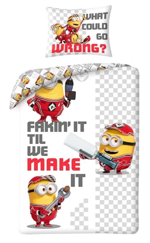 Halantex Juego de cama Minions We Make It Gru, mi villano favorito 4 – Funda nórdica 140 x 200 cm...