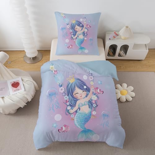 ZTYROLJ Sirena Funda n&oacute;rdica 140x200cm, Funda n&oacute;rdica con cremallera, juego de cama de microfibra...